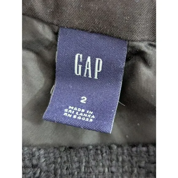 THE GAP! LUXE BLACK NUBBY WOOL BLEND, VELVET RIBBON DETAILED PENCIL SKIRT! SZ 2 - Picture 4 of 7